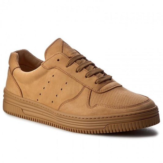 Men's Brown Round-Toed Sneakers