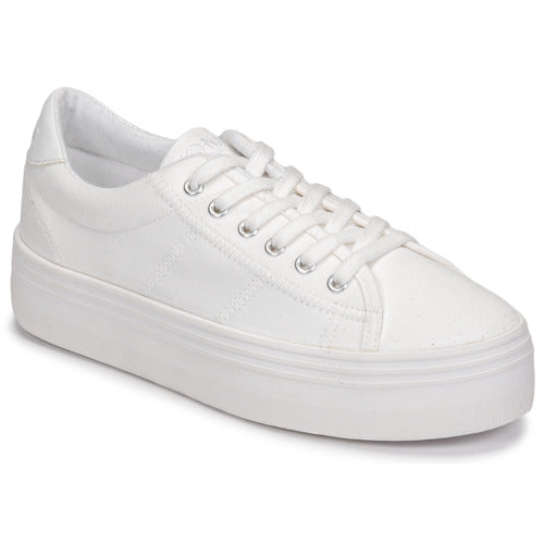 Women's White Round-Toed Sneakers - White