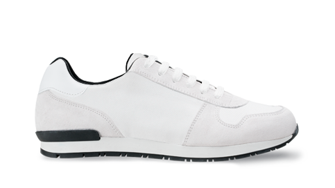 Men's White Round-Toed Sneakers - White/Gray