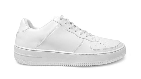 Men's White Round-Toed Sneakers - White